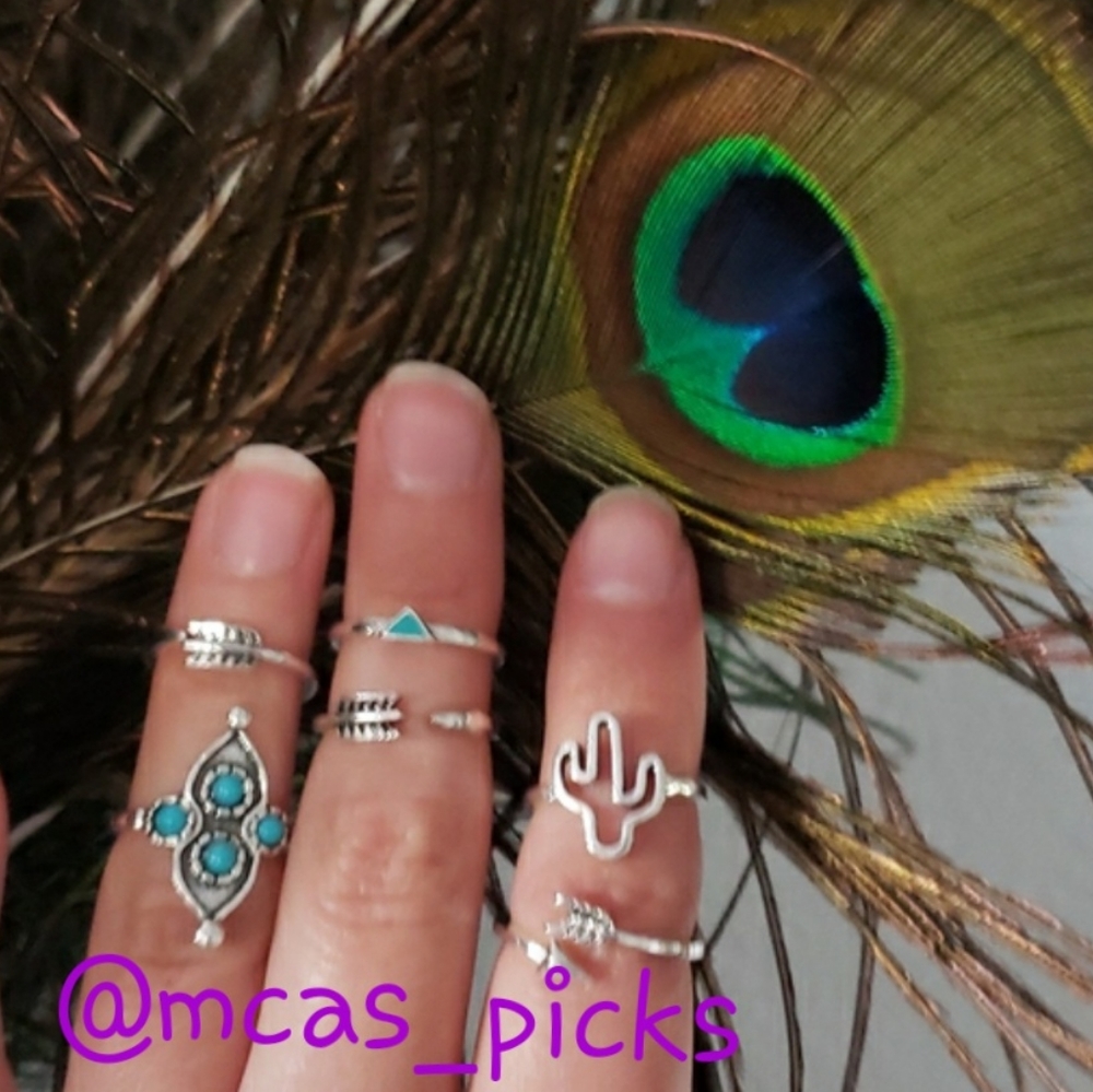 9 Southwestern Rings. Cowgirl Rodeo Cowboy Country Western Arrow Cactus - Picture 5 of 11